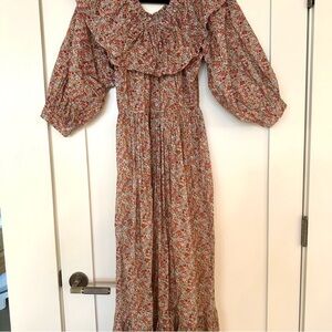 Doen Floral Print Dress - Red and Cream